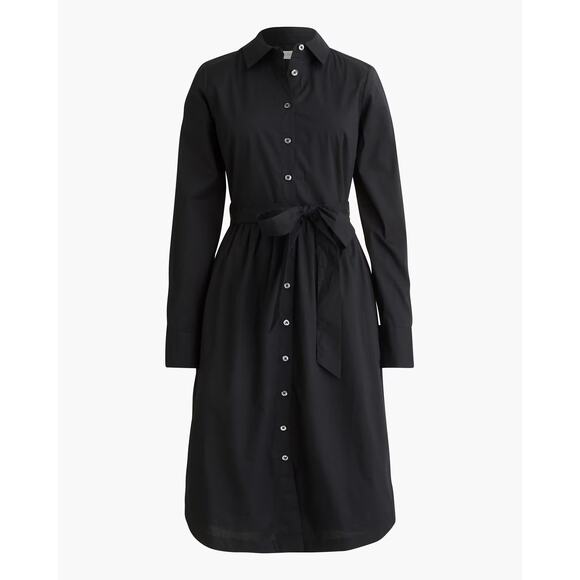 NEW J. Crew Long-sleeve Poplin Shirt-dress Black Sz 12 Large Minimalist Capsule - Picture 1 of 12